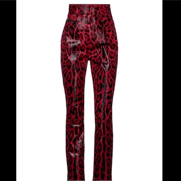 DOLCE & GABBANA Red Coated Leopard Print Skinny
Jeans size 40 - Picture 6 of 10